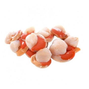 Ostiones sin concha con coral